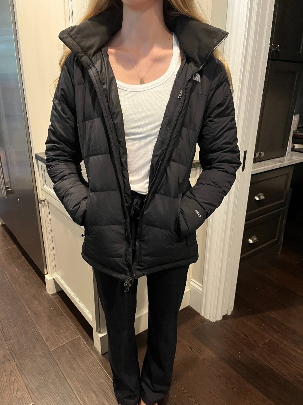 J.Crew Womens Navy Quilted Down Puffer Jacket Hooded Double Breasted XS 34250 - Picture 6 of 6
